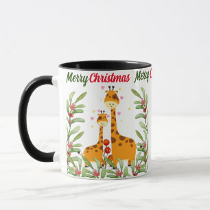 Merry Christmas Cute Giraffe in a jungle Mug