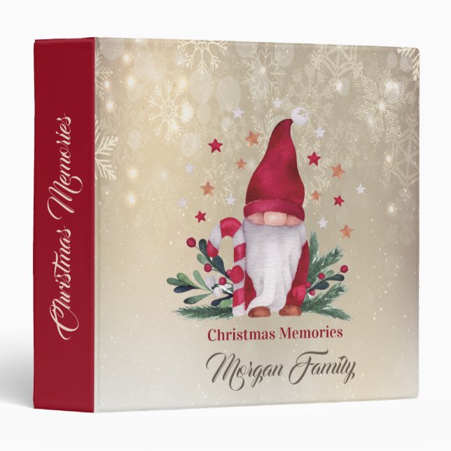 Merry Christmas,Cute Gnome 3 Ring Binder (Front/Spine)
