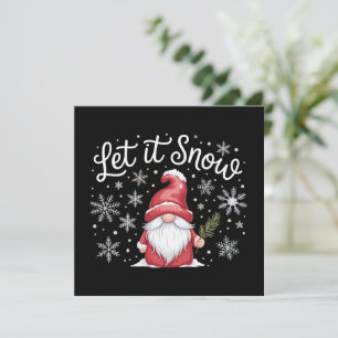 Merry Christmas Cute Gnome Let It Snow Winter Holiday Card