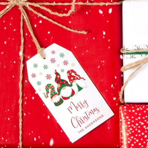 Merry Christmas Cute Gnomes Holiday Gift Tags