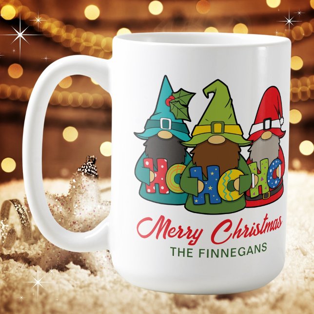 Merry Christmas Cute Gnomes Personalized  Coffee Mug (Available in multiple mug types. Personalize with your name or leave blank. Merry Christmas!
)