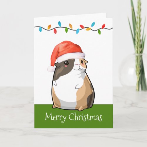 Merry Christmas Cute Guinea Pig Santa Holiday Card