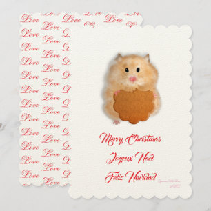 Merry Christmas cute hamster with biscuit Invitation