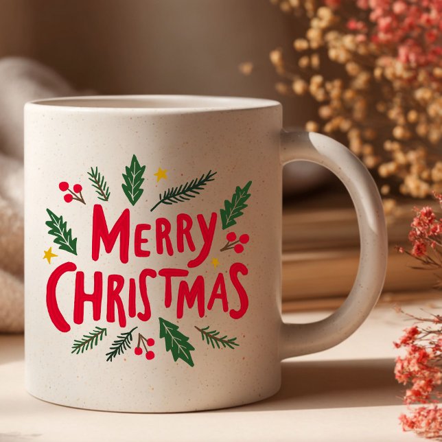 MERRY CHRISTMAS Cute Hand-Drawn Holidays Foliage Coffee Mug (MERRY CHRISTMAS Cute Hand-Drawn Holidays Foliage Coffee Mug
)