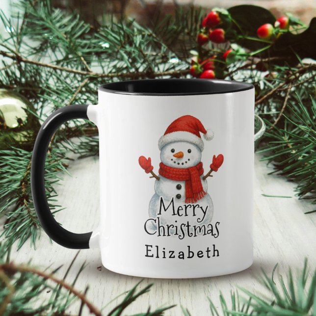 Merry Christmas Cute Happy Snowman Kids Winter Coffee Mug (Creator Uploaded)