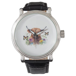 Merry Christmas Cute Highland Cow Classic T-Shirt Watch