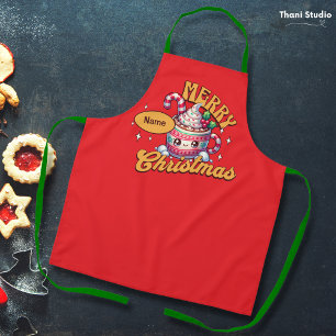 Merry Christmas Cute Hot Chocolate Mug Family Apron