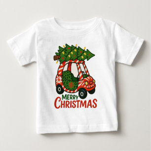Merry Christmas Cute Kids Car Xmas Tree Baby T-Shirt