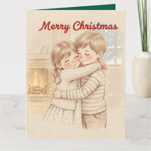 MERRY CHRISTMAS CUTE KIDS TOGETHER PICTURE CARD
