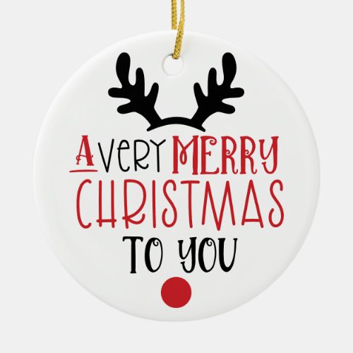 Merry Christmas Cute Modern Typography Ceramic Ornament