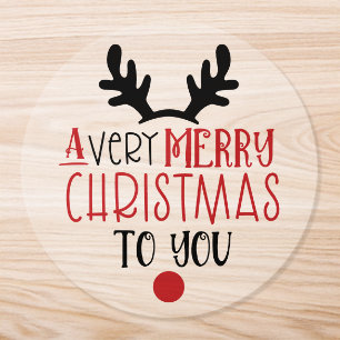 Merry Christmas Cute Modern Typography Classic Round Sticker