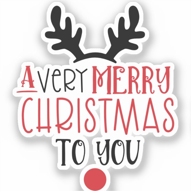 Merry Christmas Cute Modern Typography Sticker (Front)