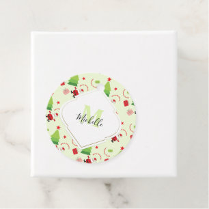 Merry Christmas Cute Monogram Favor Tags