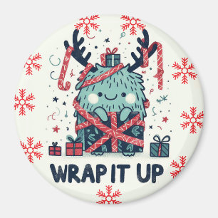 Merry Christmas Cute monster gift wrapped Magnet