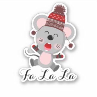 Merry Christmas Cute Mouse ID854 Sticker