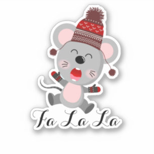 Merry Christmas Cute Mouse ID854  Sticker