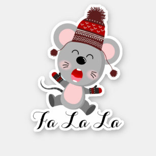 Merry Christmas Cute Mouse ID854  Sticker