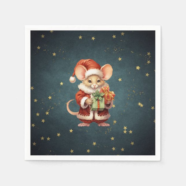 Merry Christmas Cute Mouse Napkins (Front)