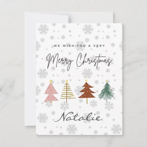 Merry Christmas Cute pastel pattern snowflakes Note Card