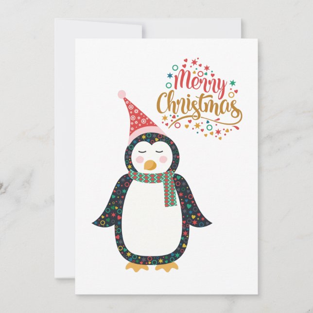 Merry Christmas Cute Penguin Holiday Card (Front)