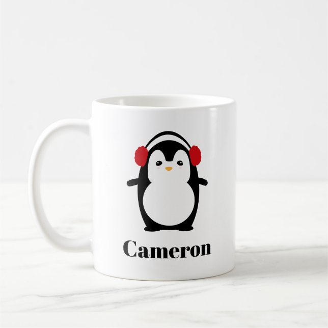 Merry Christmas Cute Penguin Mug personalized (Left)