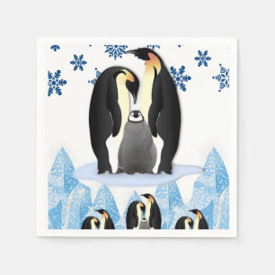 Merry Christmas Cute Penguin Paper Napkins