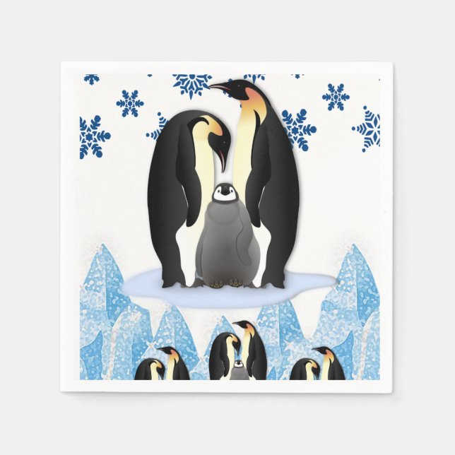 Merry Christmas Cute Penguin Paper Napkins  (Front)