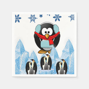 Merry Christmas Cute Penguin Paper Napkins 