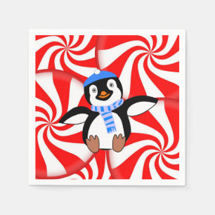 Merry Christmas Cute Penguin Paper Napkins 