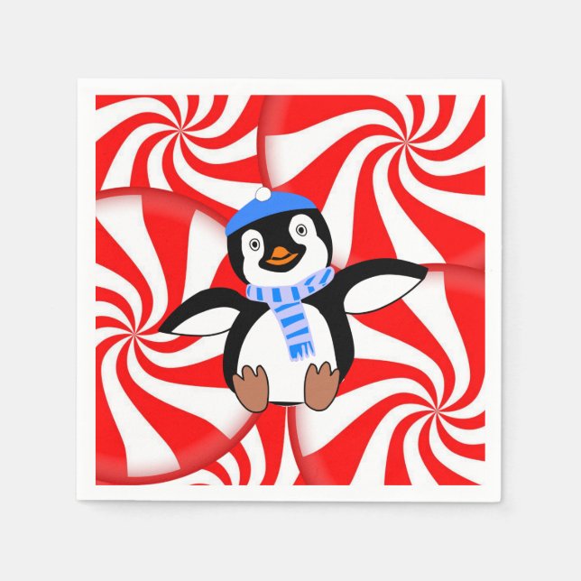 Merry Christmas Cute Penguin Paper Napkins  (Front)