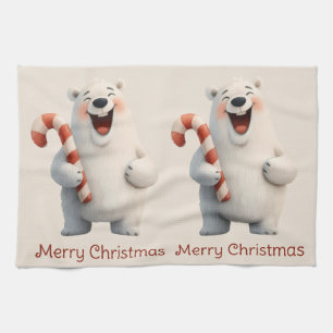 Merry Christmas Cute Polar Bear Design Kitchen Towel