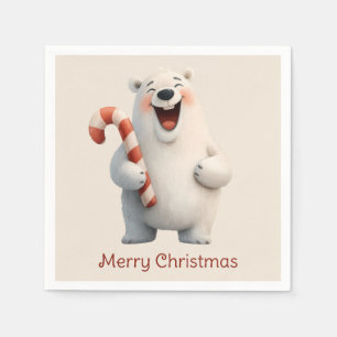 Merry Christmas Cute Polar Bear Design Napkins