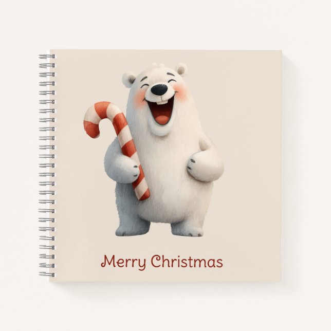 Merry Christmas Cute Polar Bear Design Notebook (Front)