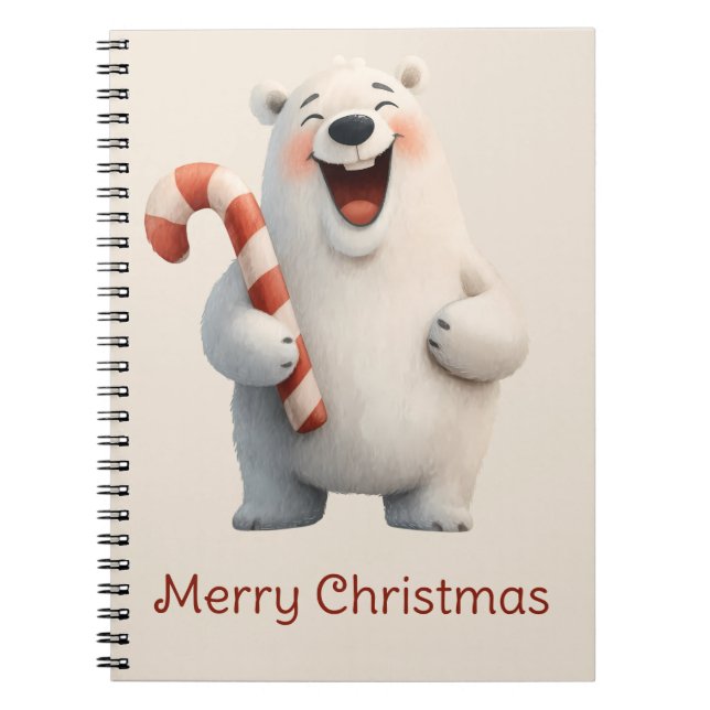 Merry Christmas Cute Polar Bear Design Notebook (Front)
