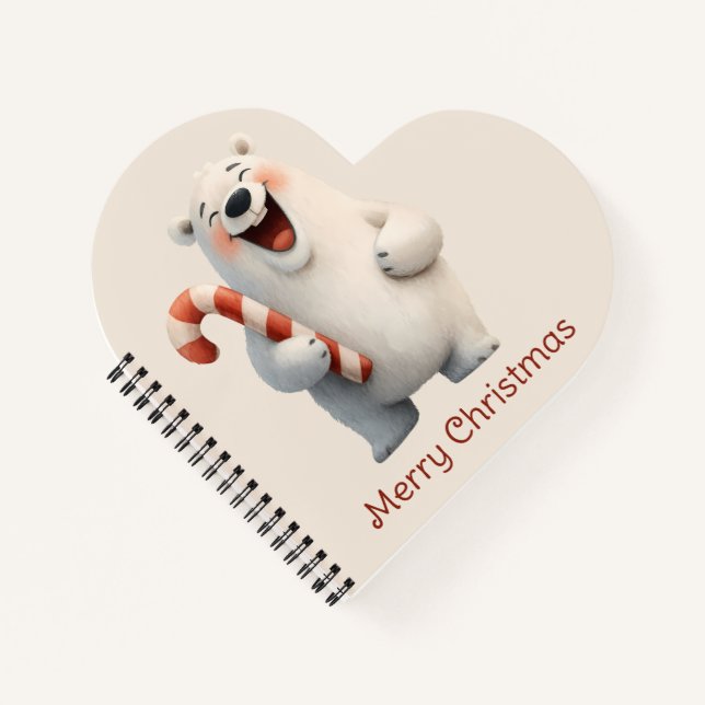 Merry Christmas Cute Polar Bear Design Notebook (Front)