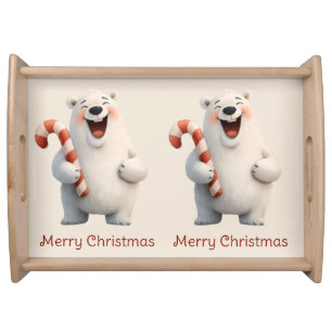 Merry Christmas Cute Polar Bear Design Serving Tray