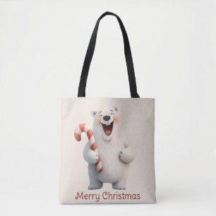 Merry Christmas Cute Polar Bear Design Tote Bag