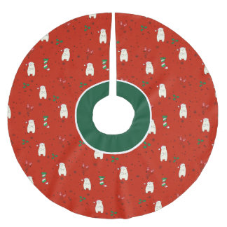 Merry Christmas cute polar bear pattern Brushed Polyester Tree Skirt