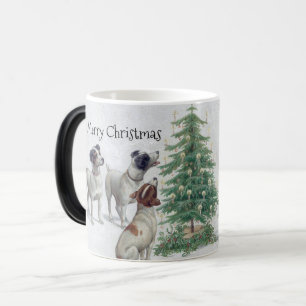 Merry Christmas Cute Puppies And Xmas Tree Color Morph Mug