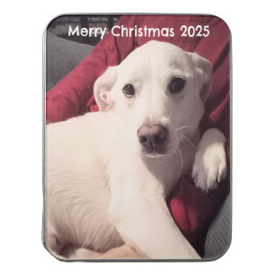 Merry Christmas Cute Puppy Dog Photo with Dad Jigsaw Puzzle