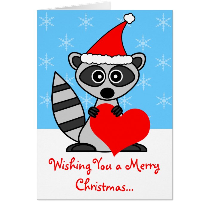 Merry Christmas Cute Raccoon Greeting Card