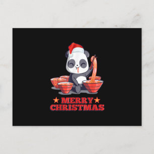 Merry Christmas Cute Ramen Panda Japanese Noodles Holiday Postcard