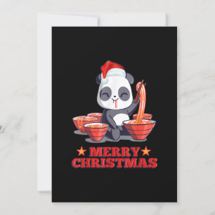 Merry Christmas Cute Ramen Panda Japanese Noodles Invitation