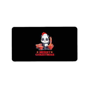 Merry Christmas Cute Ramen Panda Japanese Noodles Label