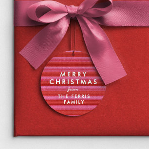 Merry Christmas cute red pink stripe holiday gift Favor Tags