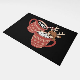Merry Christmas Cute Reindeer Family Xmas Coffee Doormat