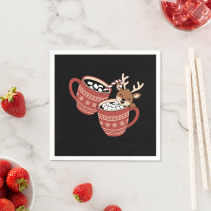 Merry Christmas Cute Reindeer Family Xmas Coffee Napkins