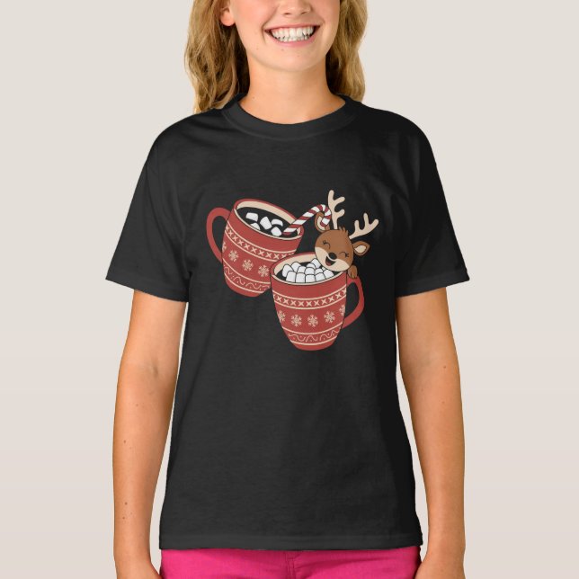 Merry Christmas Cute Reindeer Family Xmas Coffee  T-Shirt (Front)