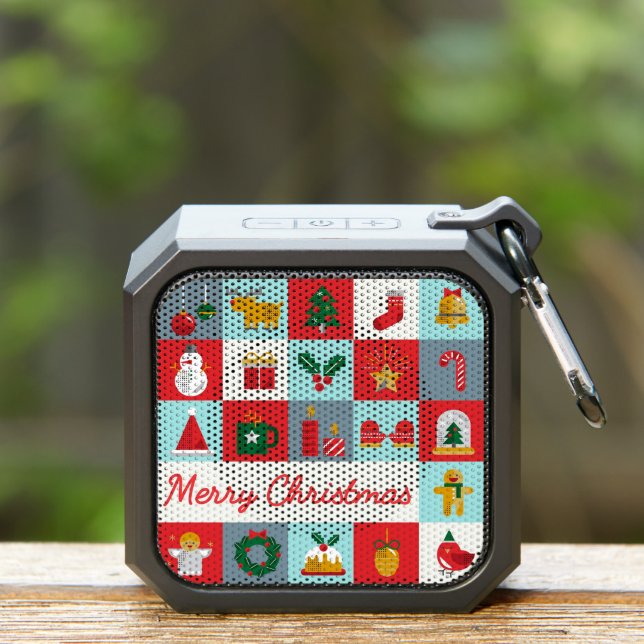 Merry Christmas Cute Retro Winter Christmas Icons Bluetooth Speaker (Insitu(Outdoor))