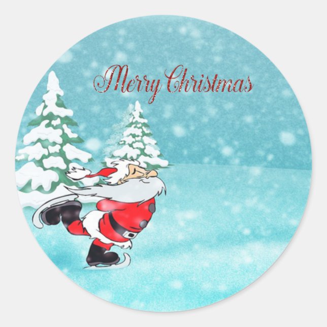 Merry Christmas,Cute Santa Claus Classic Round Sticker (Front)